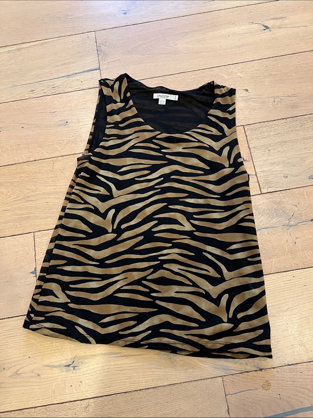 Chico's Black and Tan Zebra-Print Sleeveless Tank